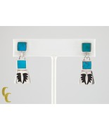 Sterling Silver Turquoise Inlay Dangle Earrings with Screwbacks Wingspan - $178.20