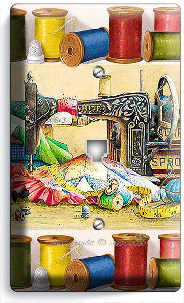 SEWING MACHINE SPOOL PHONE TELEPHONE WALL PLATE COVER TAILOR SHOP ROOM ART DECOR