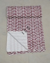 Cotton Kantha Quilt, Block Print Bedspread Boho Hippe Blanket Throw Coverlet - £47.75 GBP+