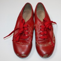 Dancing Fair Girl&#39;s Tan Tap Shoes Painted Red size 5M - $9.99