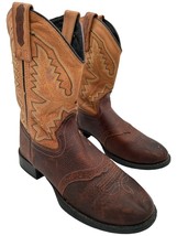 old west boots 1936V Women&#39;s size 8 (Youth Size 6) round toe Tan/Rust - $317.05 MXN