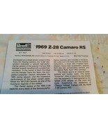 Vintage Revell 1969 Z-28 Camaro RS Kit 7457. Instructions Only - $3.95