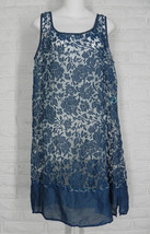 CUT LOOSE Layering Tunic Dress Sheer Floral Burnout Blue NWT Medium - £59.09 GBP