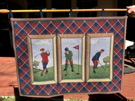 Beautiful Golf Wall Hanging Tapesty 3 golfers in knockers - 19.5&quot; x 27.5&quot; - €9,83 EUR