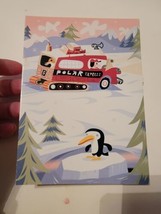 Holiday Greeting Card Vintage Christmas Polar Express Penguin Olive Reindeer - £9.78 GBP