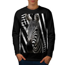 Wellcoda Safari Face Cute Animal Mens Long Sleeve T-shirt, Africa Graphic Design - £18.37 GBP