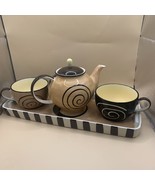 Herman Dodge&amp;Son CA Pottery Hand Painted Tea Pot, 2 Coffee Mugs and Tray... - $10.00