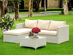 Acl3S03A Ackerly 3 Piece Patio Furniture Outdoor Sectional Sofa Set Cont... - £737.31 GBP