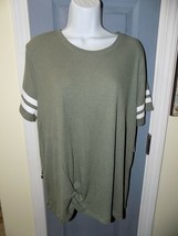 So Galvanized Green Short Sleeve Varsity Twist Front Shirt Size XXL Women&#39;s NEW - £13.68 GBP