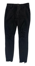 Womens American Eagle Hi Rise Jeggings Skinny Raw Hem Black Stretch Dist... - $561.02 MXN
