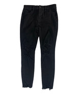 Womens American Eagle Hi Rise Jeggings Skinny Raw Hem Black Stretch Dist... - $29.69