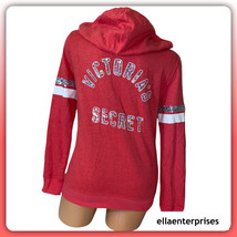 Victoria&#39;s Secret Sequin Bling Red White Classic Full Zip Up Hoodie - XS - £86.19 GBP