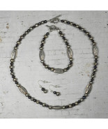 Freshwater Pearl Hill Tribe Silver Spacer Necklace Bracelet Earring Set ... - $35.63