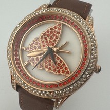 Geneva Analog Quartz Watch Men 18k Gold Plated Moving Butterfly~For Part... - $26.59