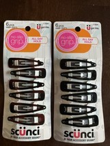 Scunci No Slip Grip Hair Snap Clips 12 pieces-Brown and Black - £8.88 GBP