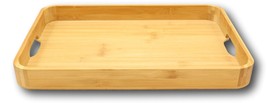 Sturdy Smooth Bamboo Food Tea Butler Tray Platter With Handles 17.75&quot; X 11.75&quot; - £22.83 GBP