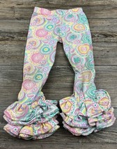 Mud Pie Pants Toddler Girls Pastel Floral Ruffle Hem Size 4T - $9.90