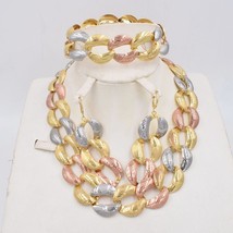NEW High Quality Ltaly 750 Gold 3color Jewelry BIG Set For Women african beads f - £43.44 GBP