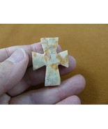 Y-CRO-5 lil white gray Cross SOAPSTONE stone figurine religious pocket d... - $12.42 CAD