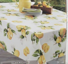 Textured Printed Fabric Tablecloth 60&quot;x104&quot; Oblong, CITRUS,LEMONS, LIMON... - £21.78 GBP