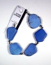 Cousin DIY 7.5" stone flat beads strand Medium Blue NEW - $8.95