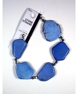 Cousin DIY 7.5&quot; stone flat beads strand Medium Blue NEW - £7.03 GBP