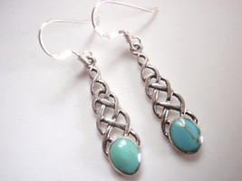 Simulated Turquoise Celtic 925 Sterling Silver Earrings receive exact earrings - $12.59