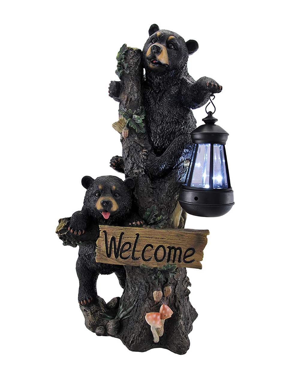 Zeckos Little Rascals Climbing Bear Cubs Solar Light Welcome Statue - £77.31 GBP