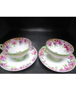 Chinese export pair of footed tea cups violets [50g] - $113.93 CAD