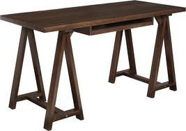 Simplihome Sawhorse Solid Wood Modern Industrial 60 Inch Wide Home Office Desk, - £216.20 GBP