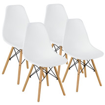 4 Pieces Of Mid Century Modern DSW White Home Dining Side Chair Wood Legs - £174.00 GBP