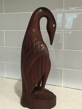 Vintage MCM Artisan carved wood Egret / Crane sculpture statue 13 in - £35.61 GBP