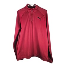PUMA Men&#39;s Ess Active 1/4 Zip Runner Jacket Tibetan Medium Red Black - $19.39