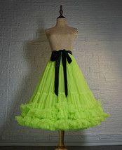 Neon Green A-line Layered Tulle Skirt Outfit Women Plus Size Ruffle Tulle Skirt image 1