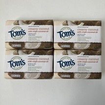 Tom&#39;s of Maine Creamy Coconut Natural Beauty Bar Soap, 4 Bars - £15.12 GBP