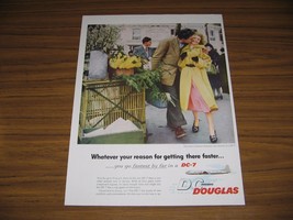 1955 Print Ad Douglas DC-7 Airplanes Happy Couple Shopping - $15.67
