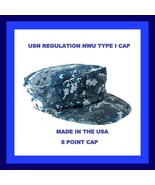 NWU TYPE I WORKING USN U.S. NAVY 8 POINT CAP BLUE DIGITAL BLUEBERRY ALL ... - $443.65 MXN