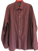 Nwot Ike Behar Burgundy Black Dot Pattern 100% Cotton Mens Shirt Sz Xl - £27.66 GBP