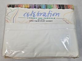 Vintage Celebration Luxury 200 Percale One Twin Flat Sheet NOS FACTORY S... - $14.84