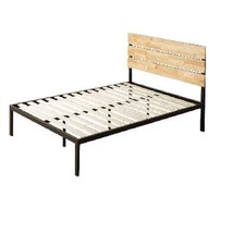 ZIUS Paul Metal and Bamboo Platform Bed Frame Wood Slat Support o Box Sp... - £242.83 GBP