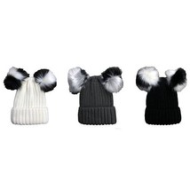 Womens Winter Cable Knit Double Pom Pom Beanie Hat New! - £9.53 GBP