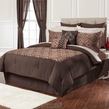 Sander Home Fashions 14-Piece Luxury Collection Carson Brown Burgundy Queen - £75.75 GBP