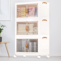 3-Tier Storage Cabinet With Wheels, 39&#39;&#39; Tall Waterproof Kitchen Pantry Cabinet  - $101.99