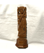 Hand Carved Hindu Goddess Saraswati Deity Wood Statue Sandalwood - $118.79