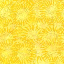 Cotton Batik Sunflowers Yellow Hand-Dyed Bali Batiks Fabric by the Yard D172.39 - £11.78 GBP