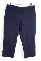 Talbots 6 Navy Blue Crop Chino Pants Cotton Stretch Signature - £19.74 GBP