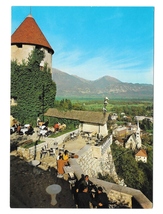 Slovenia Jugoslavia Bled Island Outdoor Dining View from Castle Vtg Postcard 4X6 - £5.57 GBP