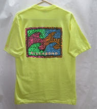 Vtg 80s 90s Billabong USA Made Yellow Cotton Waves Logo Print T Shirt Mens M L - £112.20 GBP