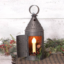 15-Inch Revere Lantern in Kettle Black Wired Country Tin Farmhouse Farm - £54.77 GBP