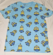 Minions womens T Shirt M Despicable Me All Over Graphic Short Sleeve blue NWOT - £7.87 GBP